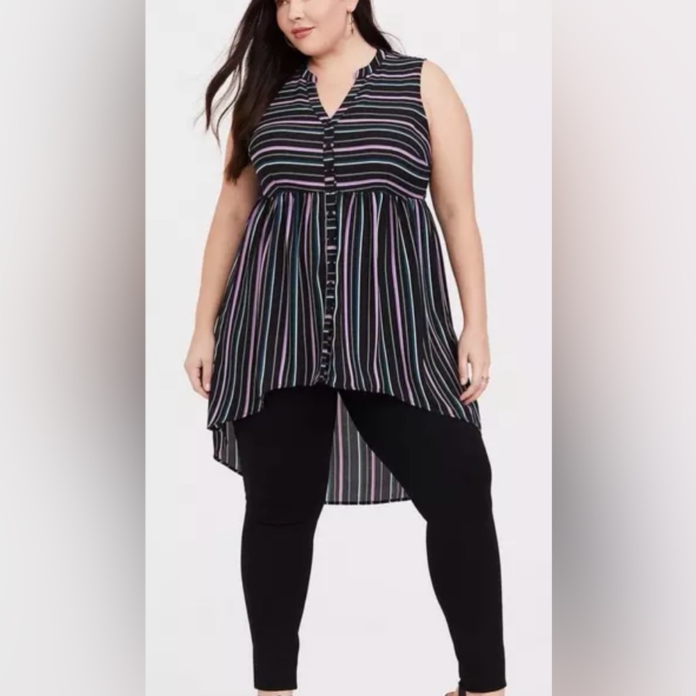 Torrid Black and pink Lexie Georgette Tunic Tank Size 1X
